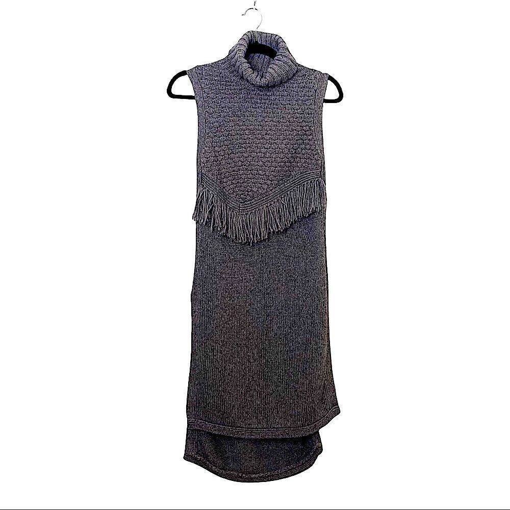 Anthropologie Nomad Morgan Carper Wool Blend Fringed Sleeveless Tunic